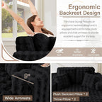 56" W Oversized Chaise Lounge Chair Indoor, Plush Faux Fur Sleeper Couch Sofa - Image 4