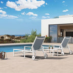 PURPLE LEAF Lounge Chair Outdoor Set 2 Pieces White Aluminum Chaise Lounge - Image 3