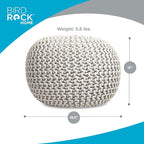 BIRDROCK HOME Round Pouf Ottoman | Cotton Braided Foot Stool - Image 3