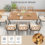 Tangkula 9 Piece Patio Dining Set, Outdoor Rectangular Dining Table w/Acacia - Image 7