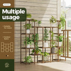 Bamworld Large Hanging Plant Stand Indoor Tall Plant Shelf Outdoor 14 Pots - Image 2