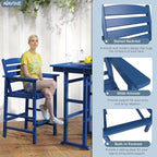 3-Piece Adirondack Bar Table and Chair Set, HDPE All-Weather Bar Height Chairs - Image 4