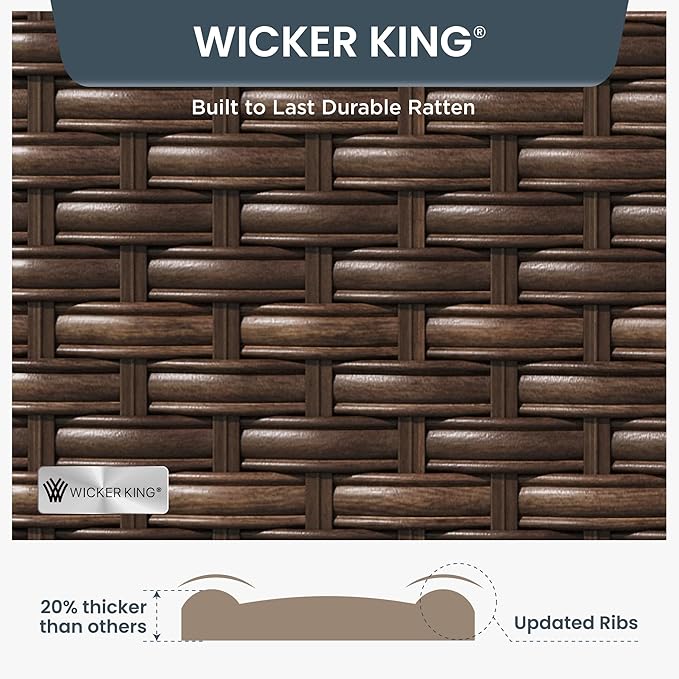 PHI VILLA 2 Pieces Patio Ottoman, All Weather Rattan Wicker Ottoman Seat - Image 3