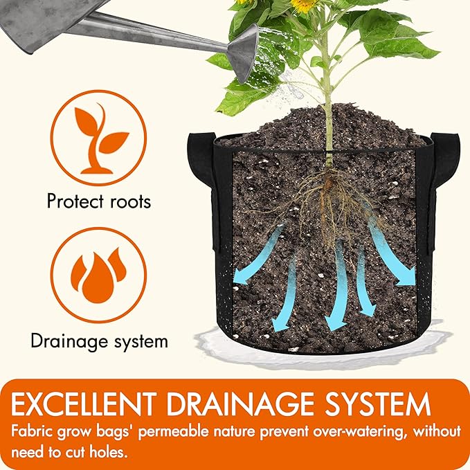 Gardzen 6-Pack 25 Gallon Grow Bags, Aeration Fabric Pots - Image 4