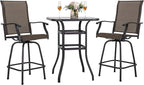 NUU GARDEN 3 Piece Patio Bar Set, Textilene Bar Stools Set, All Weather Outdoor by NUUGARDENCORPORATION