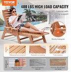 VEVOR Chaise Lounge Chair, 400 lbs Weight Capacity, 6 Positions Adjustable - Image 4
