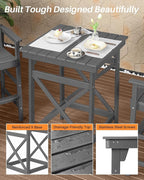 5 Pieces Adirondack Bar Chairs Set, HDPE Patio Bar Height Table and Chairs - Image 7
