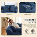 80 Inch Chaise Lounge Chair Indoor, Oversized Corduroy Upholstered Boneless - Image 4