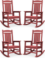 SERWALL Patio Rocking Chairs Set of 4, HDPE Outdoor Rockers by SERWALL