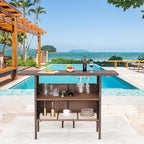ECOTOUGE Patio Wicker Bar Table, Outdoor Rattan Counter Table - Image 2