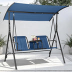 Porch Swing with Cup Holders & Pivot Storage Table & Cooler Bag with Adjustable by Garvee