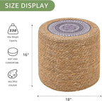 Wimarsbon Round Pouf Ottomans, Handwoven Natural Water Hyacinth Seagrass Pouffe - Image 3