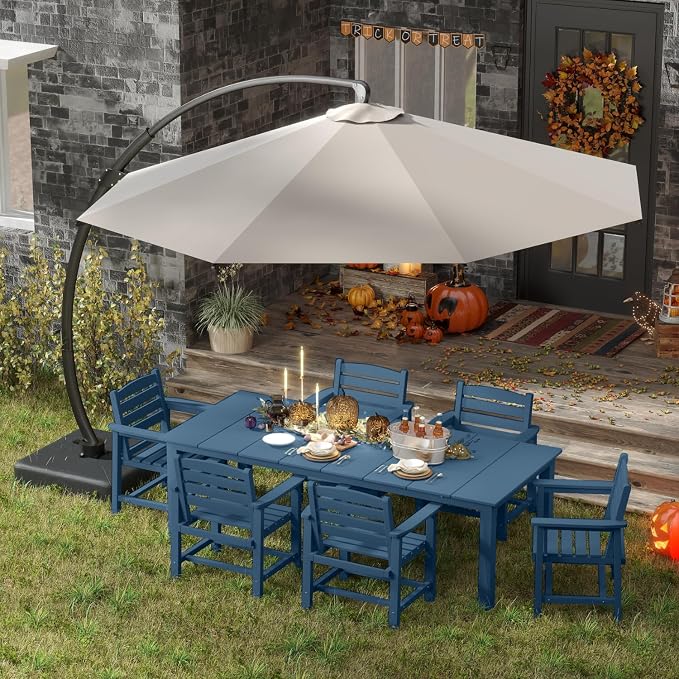 7-Piece Navy Blue Outdoor Dining Set - Image 7