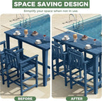 Outdoor Patio Bar Height Table and Tall Adirondack Chairs Set of 2, All-Weather - Image 6