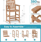 Ciokea Heavy Duty Bar Height Chair, 380lbs Outdoor Adirondack Tall Bar Chair - Image 2