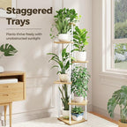 Bamworld White Plant Stand Indoor 6 Tier Metal Plant Shelf - Image 2