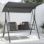 Porch Swing with Cup Holders & Pivot Storage Table & Cooler Bag with Adjustable by Garvee