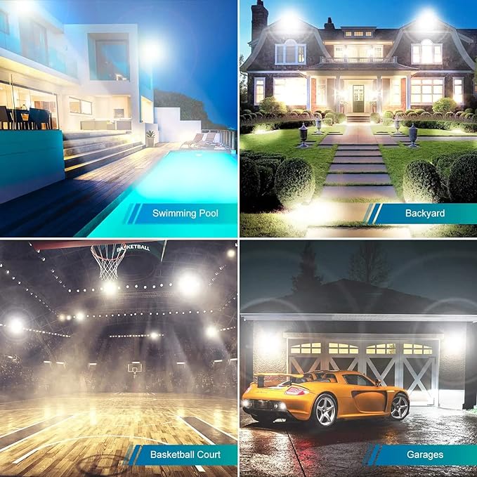 2 Pack 800W LED Flood Light Outdoor, 3750W Equivalent Super Bright FloodLight - Image 4