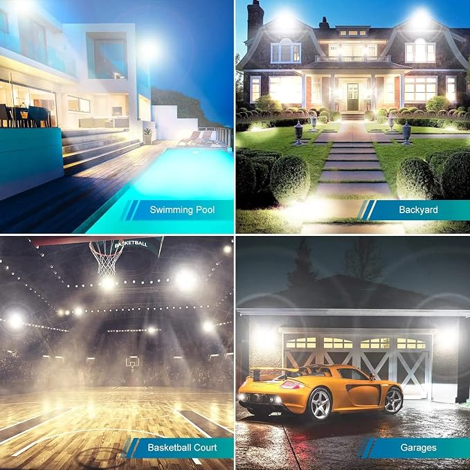 2 Pack 250W Led Flood Lights Outdoor, Super Bright 37000LM Security Lights - Image 4