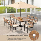 Tangkula 9 Piece Patio Dining Set, Outdoor Rectangular Dining Table w/Acacia - Image 5