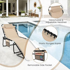GYMAX Lounge Chairs for Outside, Extra High Folding Beach Tanning Lounger - Image 6