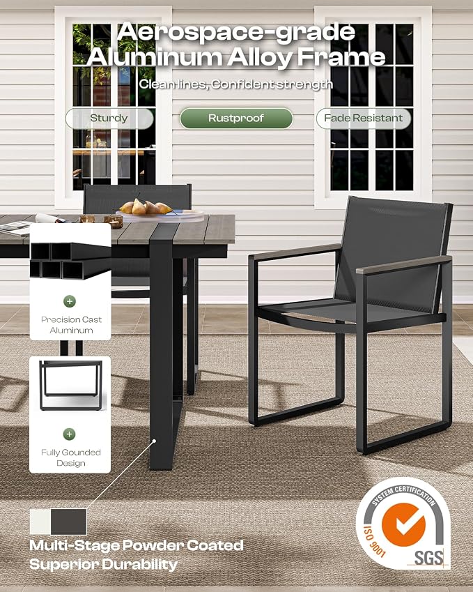 Outdoor Dining Table for 6, HDPS+ Aluminum Patio Dning Table - Image 3
