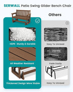 SERWALL Outdoor Glider Bench Set of 2, HDPE Weather-Resistant Swinging Bench - Image 7