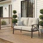 RoyalCraft Patio Loveseat, All-Weather Outdoor 2 Seats Sofa Couch, Khaki Metal by Bringyoubetterlife