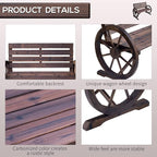 Outsunny 41" Wooden Wagon Wheel Bench, Rustic Outdoor Patio Weather Resistance - Image 5