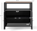 Outsunny Wicker Outdoor Storage Cabinet, Rattan Outdoor Bar Table - Image 3