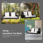 RELAX4LIFE 2-Seat Rattan Porch Swing, Wicker Outdoor Swings w/7.9 Ft Solid - Image 8