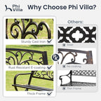 PHI VILLA 50Inch Cast Iron Steel Frame Garden Bench Patio Furniture Chair - Image 6