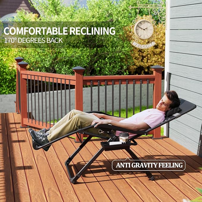 UDPATIO Oversized Zero Gravity Chair Set of 2, 29In XL Patio Reclining Chair - Image 5
