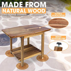 ENKEZI Acacia 24 Inches Outdoor Side Table, 2-Tier Sturdy Patio, End Table - Image 6