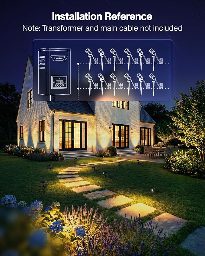 HIBOITEC 12 Pack Low Voltage Landscape Lighting, 5W LED Landscape Spotlights - Image 4