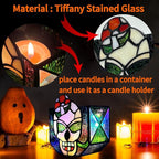 Tiffany Stained Glass Skull Planter, Planters - Image 3
