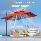 9' X 12' Cantilever Outdoor Patio Umbrellas Double Top Large Rectangle Umbrella - Image 3