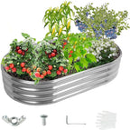 5X2.7X1 FT Oval Galvanized Metal Garden Raised Bed/Plant Box - Image 8