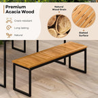 Tangkula 6 Pieces Outdoor Acacia Wood Dining Set, Patio Table and Chairs Set - Image 4