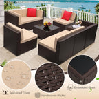 8-Piece Patio Furniture Set, Outdoor Wicker Rattan Sectional - Image 5