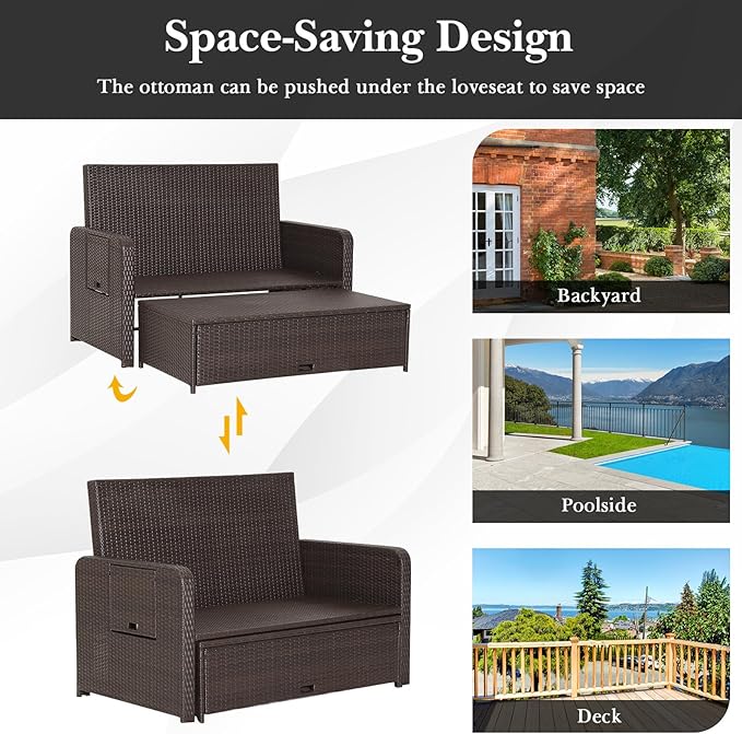 COSTWAY Patio Rattan Daybed - Image 4