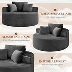 Antetek Oversized Round Chaise Longue Chair Indoor, Modern 55-inch Upholstered - Image 5
