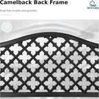 MFSTUDIO 50" Black Outdoor Metal Garden Bench, Cast Iron Frame Patio Furniture - Image 5