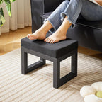IBUYKE 16 Inch Small Foot Stool Ottoman, Rectangle Linen Foot Rest - Image 4