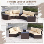 Tangkula 5 Pieces Patio Furniture Set, PE Rattan Half-Moon Curved Sectional - Image 8