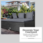 HAPPYGRILL Outdoor Rattan Daybed Patio Loveseat Sofa Set - Image 8