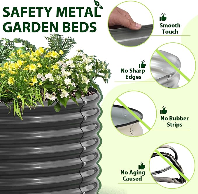 A ANLEOLIFE 12-Set 8X4X2 ft Galvanized Raised Garden Bed Kit, Oval Metal Deep - Image 4