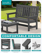 SERWALL Outdoor Bench with Cup Holder, All Weather Patio Benches with High - Image 5