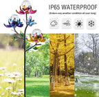Solar Lights Outdoor Decorative Lotus Flowers Wind Spinner Garden Stake - Image 5