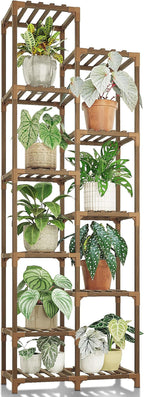 Bamworld Plant Stand Indoor Outdoor 11 Tier Tall Large Wood Plant Shelf Multi by Bamworld